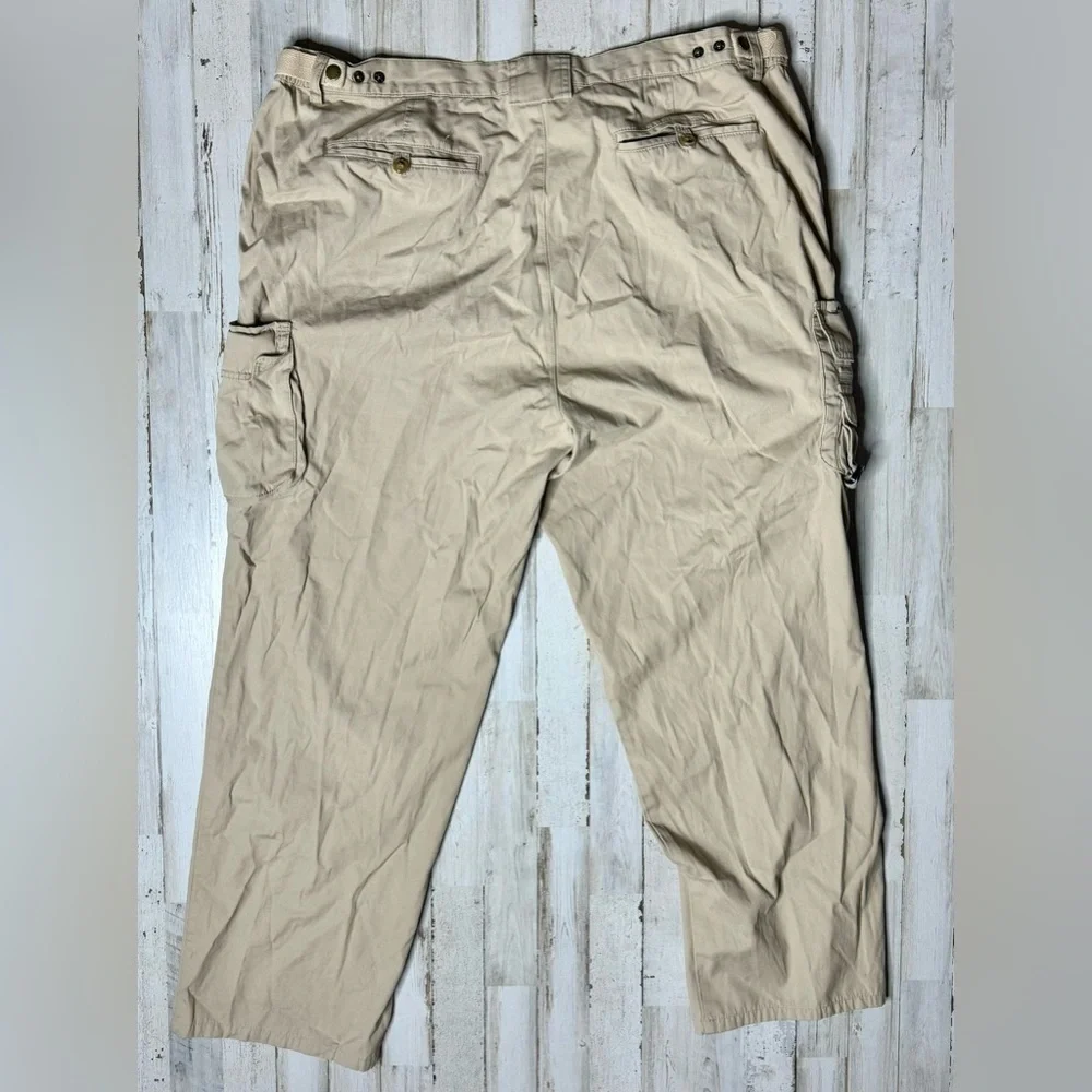 Orvis Pants 42 Men Beige Cargo Zip Front Adjustable Waist Straight Pockets - Picture 9 of 11